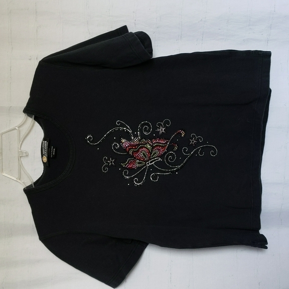 Christine Alexander Tops - Vintage Christine Alexander Bedazzled Butterfly Boxy Tee Shirt Top